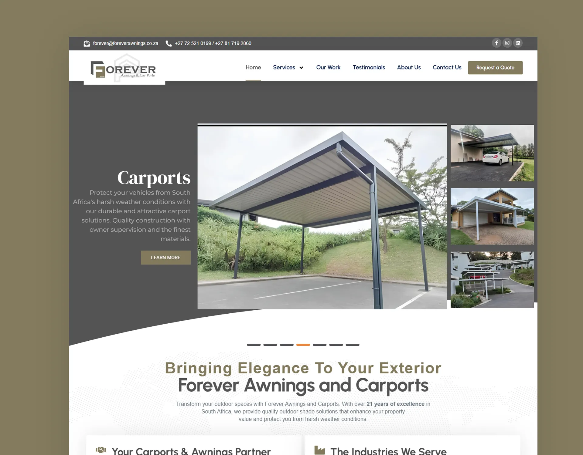 Forever Awnings website design