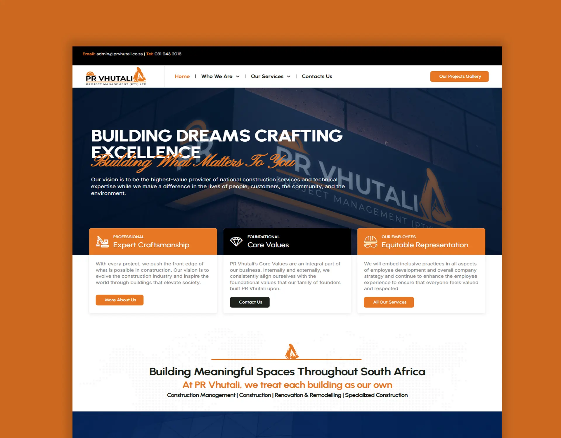 PRV Hutali Construction website design