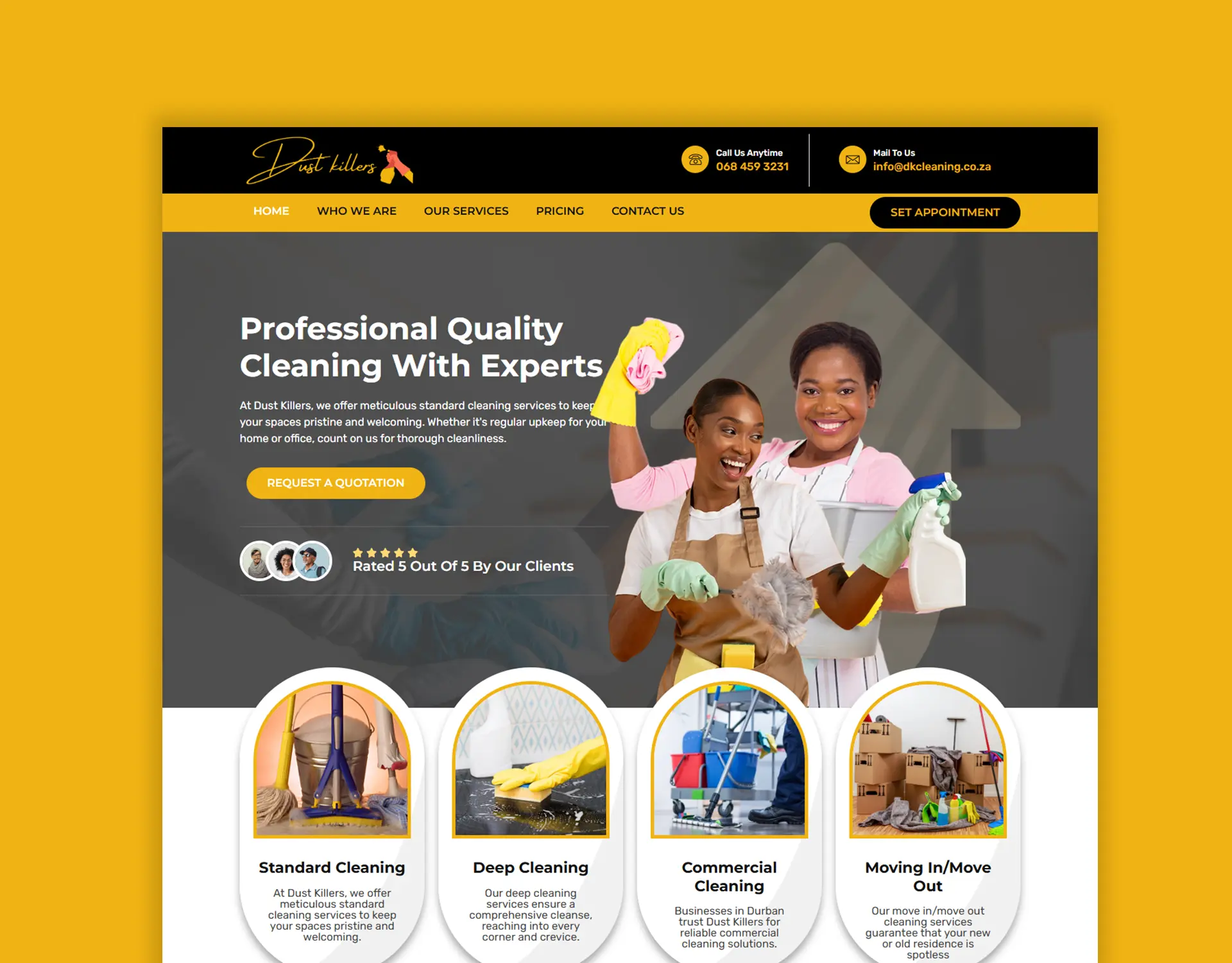 Dust Killers Cleaning website design