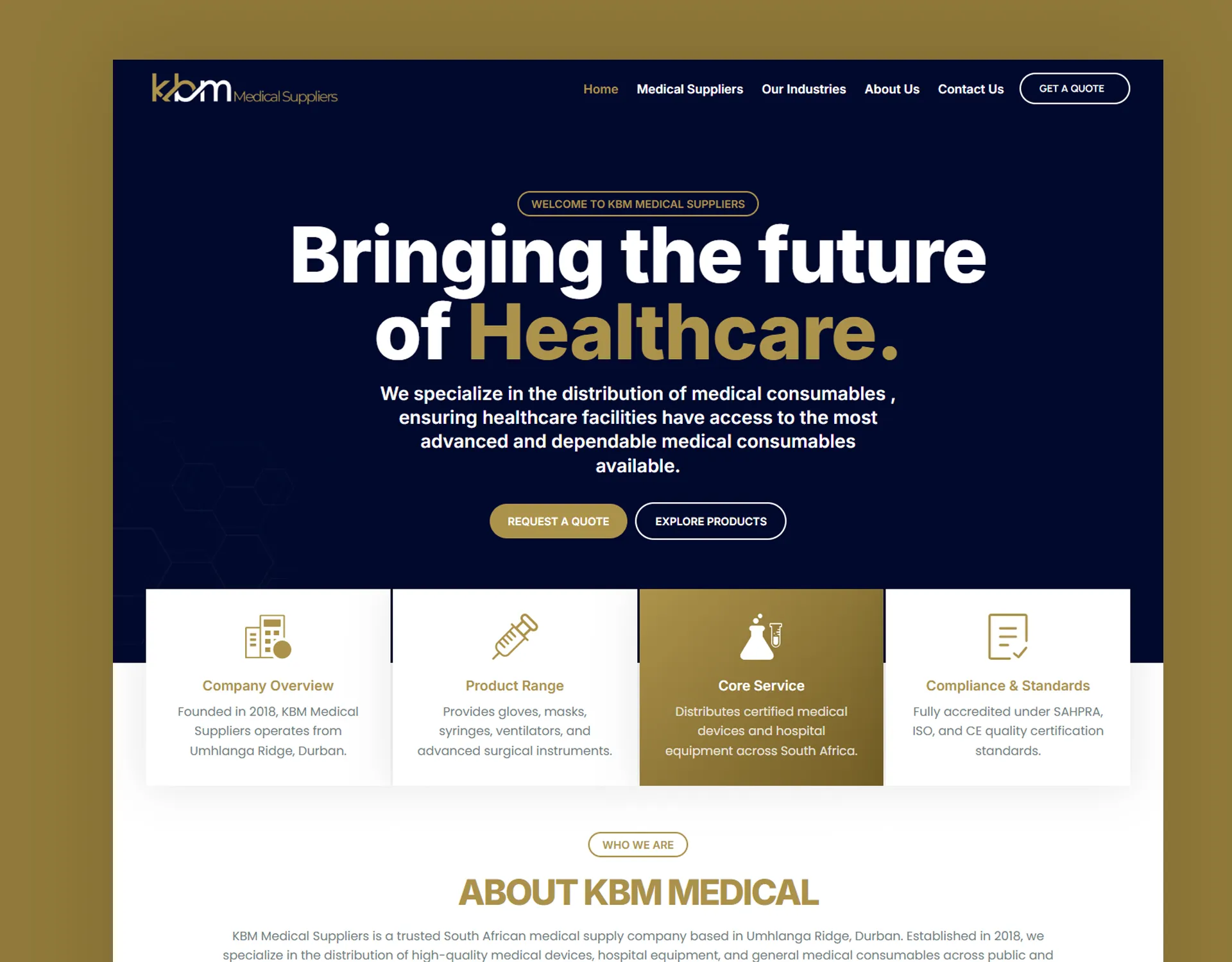KBM Medical Suppliers website design
