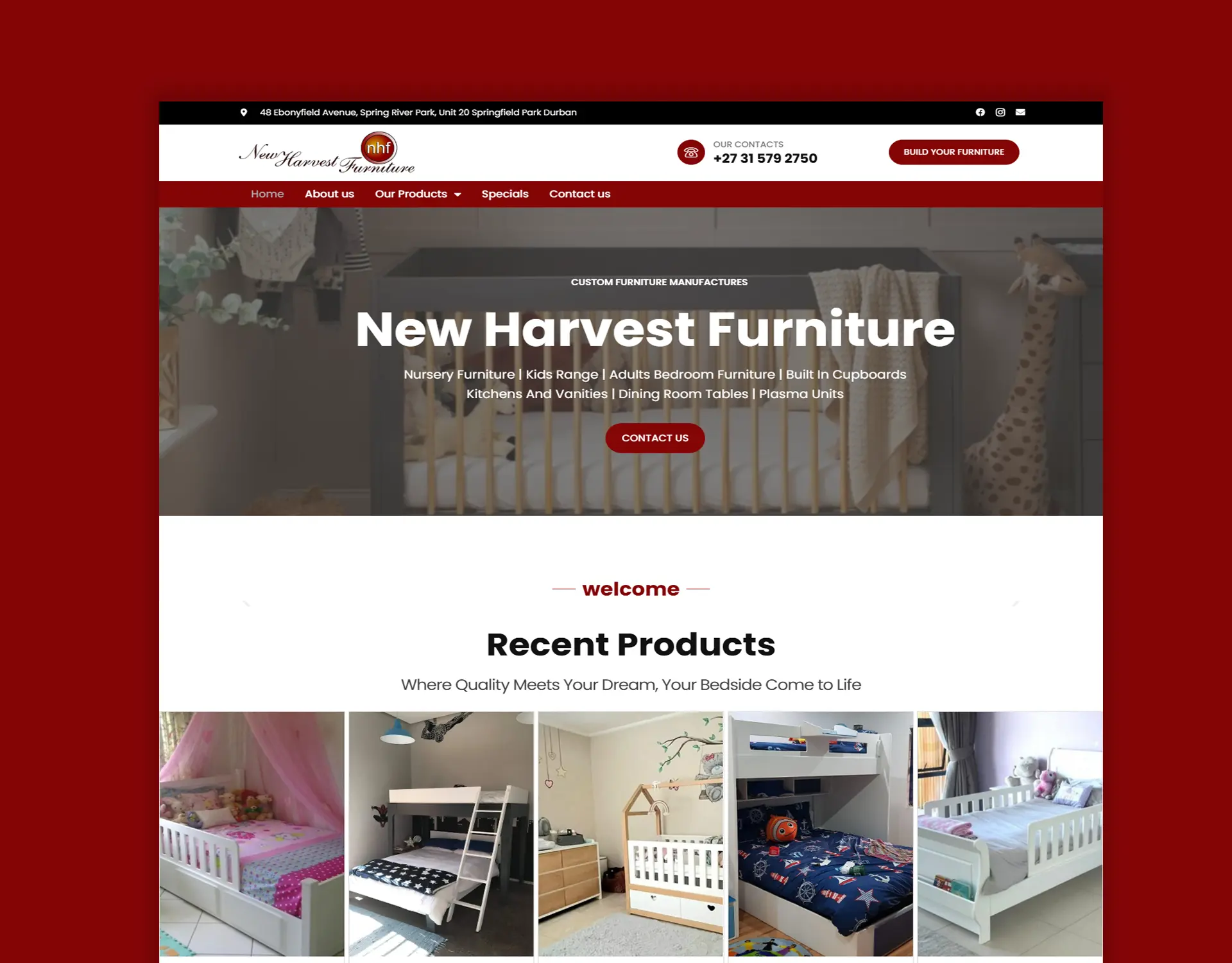 New Harvest Furniture e-commerce website design