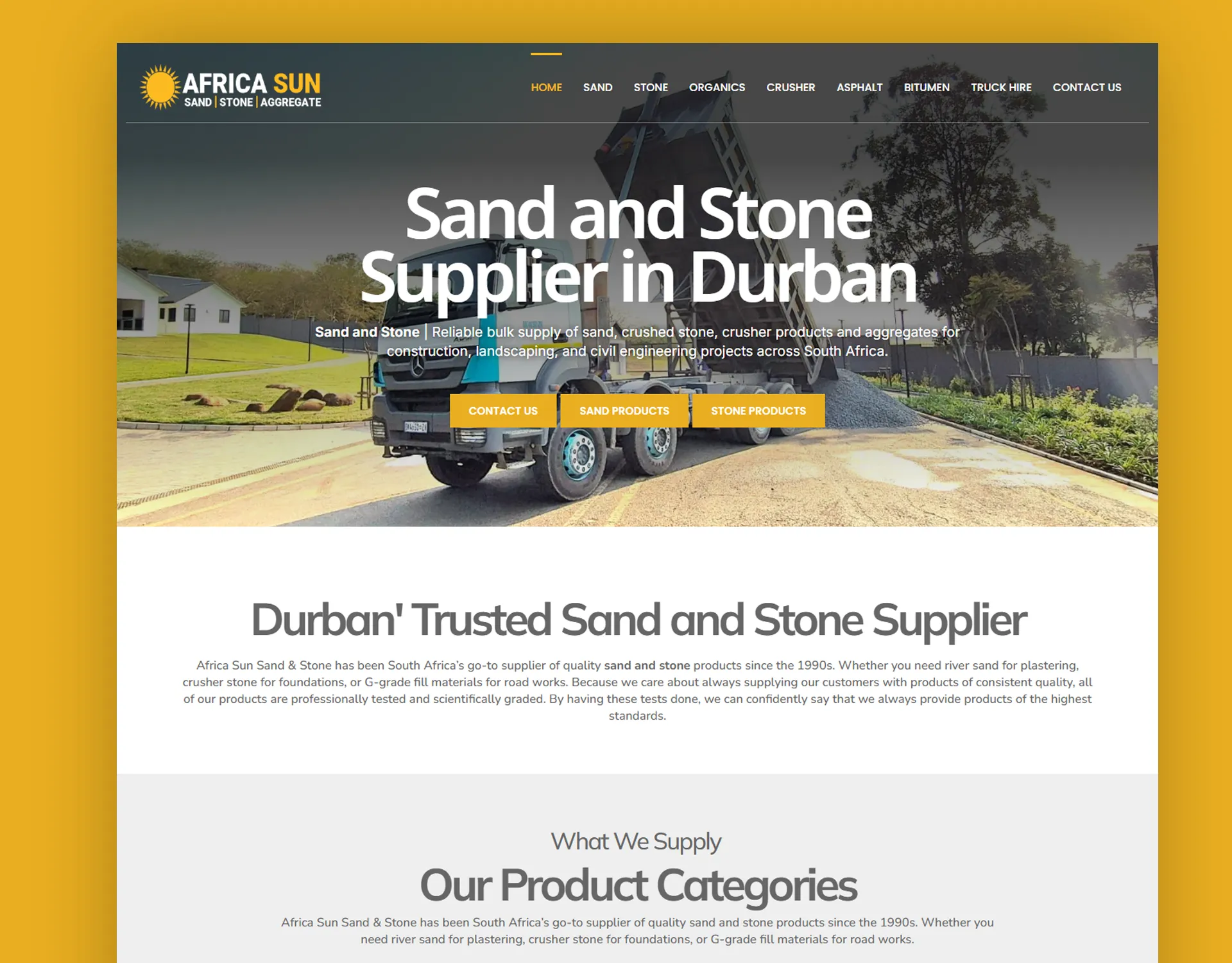 Africa Sun Sand and Stone website design