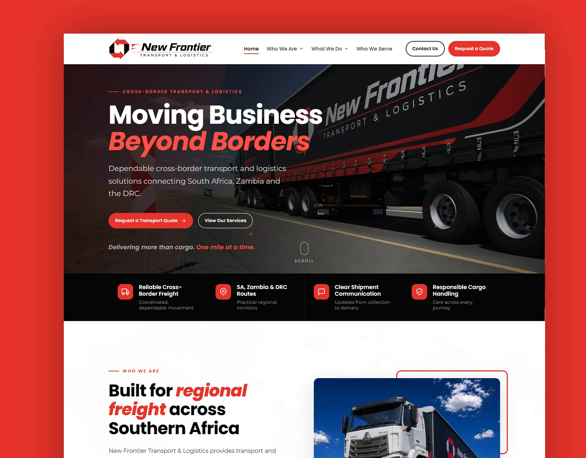 Transport and logistics website design — I Love This Durban