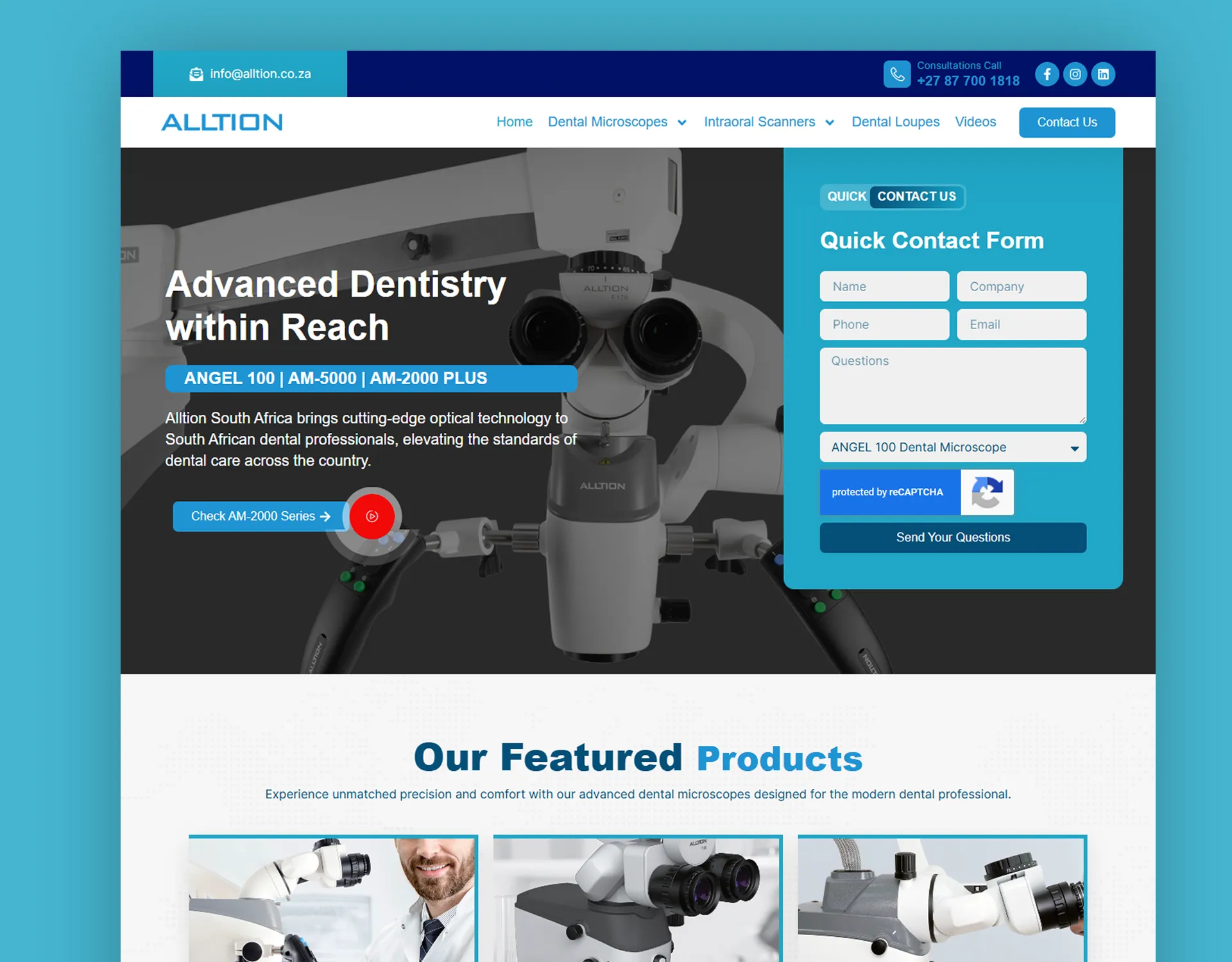 Alltion Dental Microscopes website design