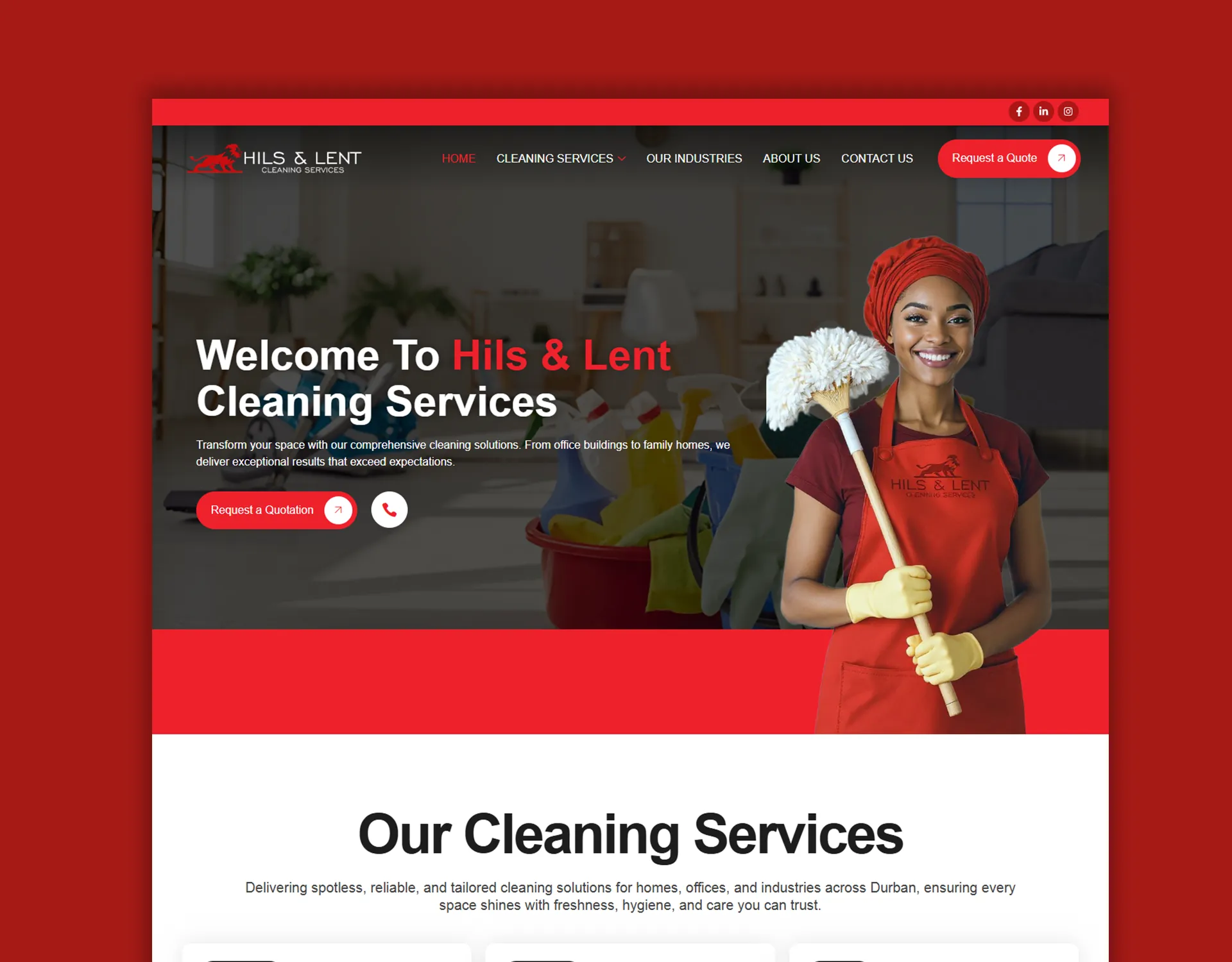 HilsNLent Cleaning website design
