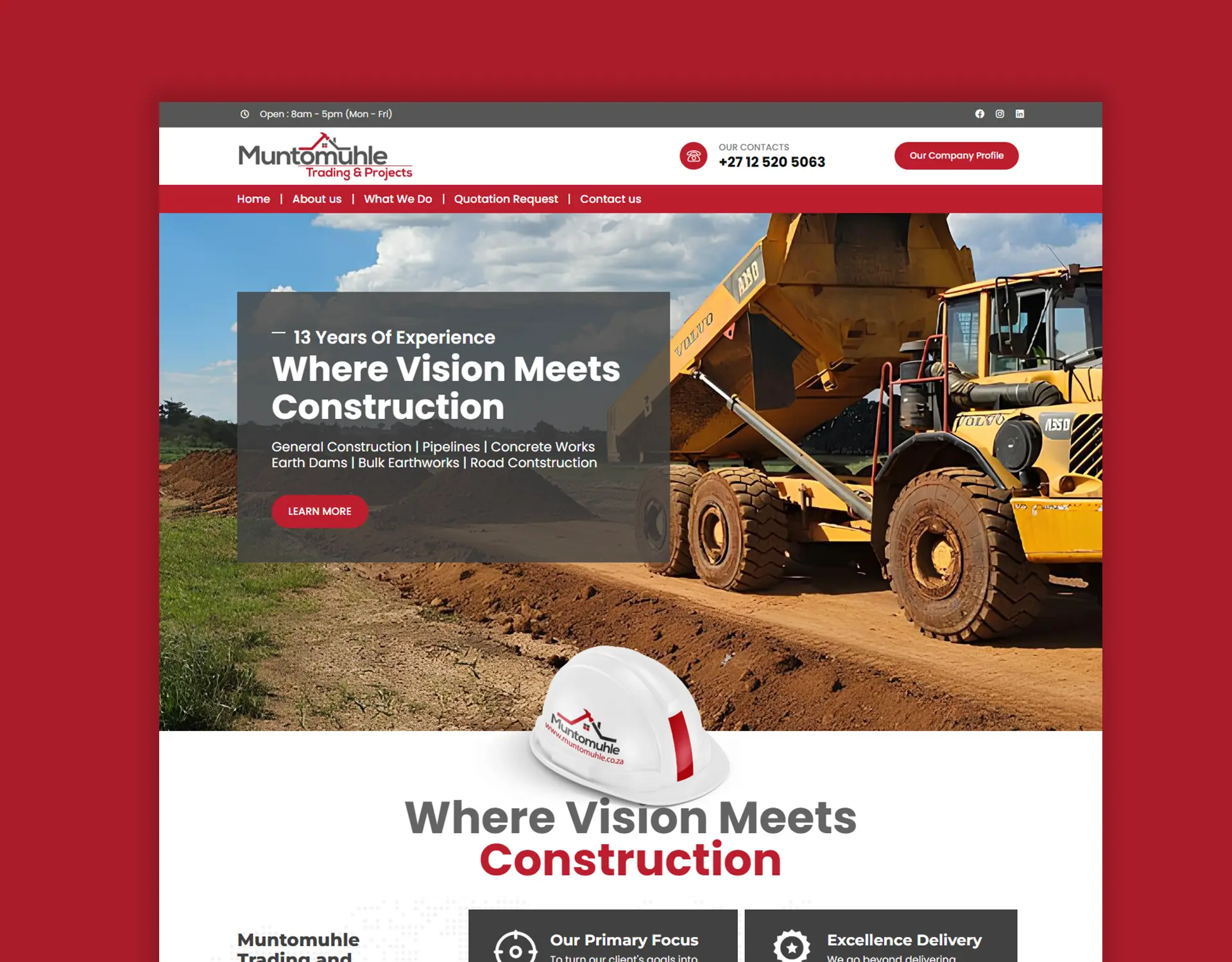 Muntomuhle Construction website design