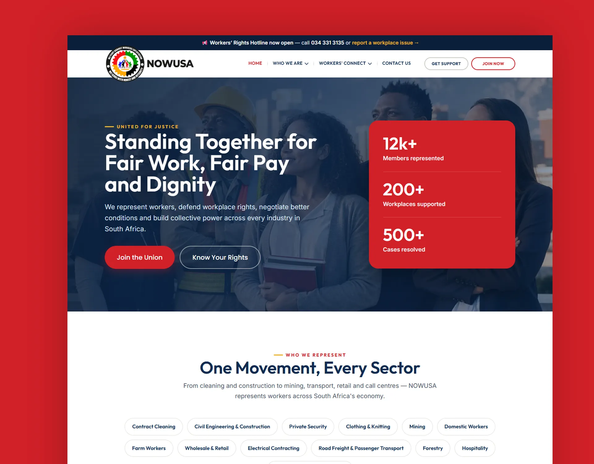 Website design for NOWUSA labour union — I Love This Durban