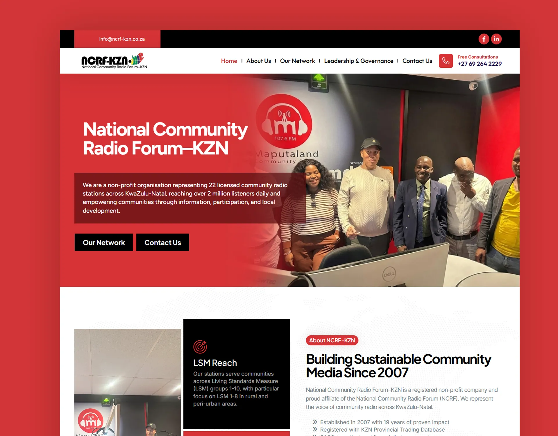 Website design for NCRF KZN — I Love This Durban